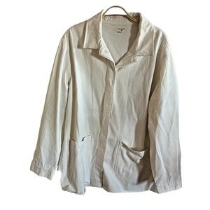 World Market Cream Top Shacket Shirt Long Jacket L/XL Denim Boho Soft Quiet Luxu